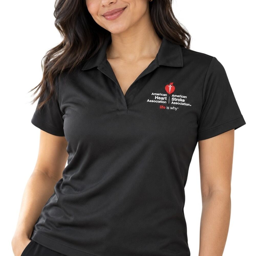 American Heart Association Black Polo Small American Stroke Association
